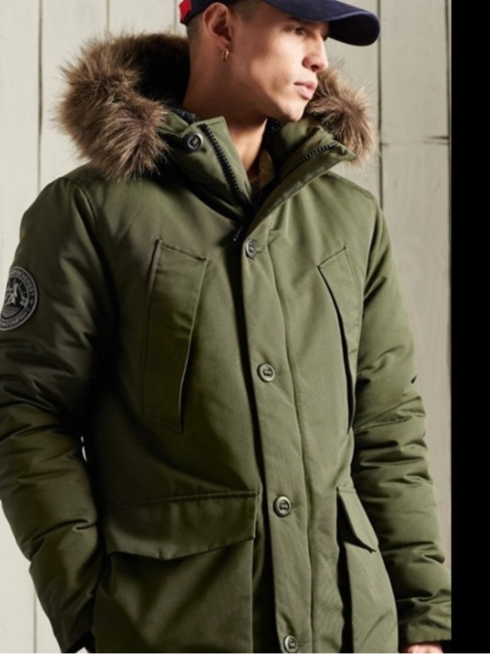 Superdry Men's Green Everest Parka Coat Medium